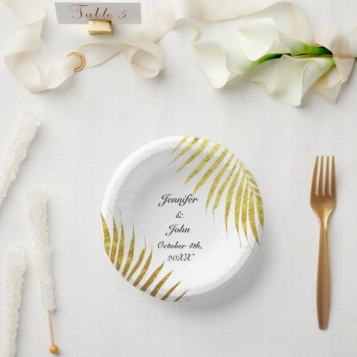 Palm Tree Foliage Gold Foil Leaves Cute Weddings  Paper Bowls