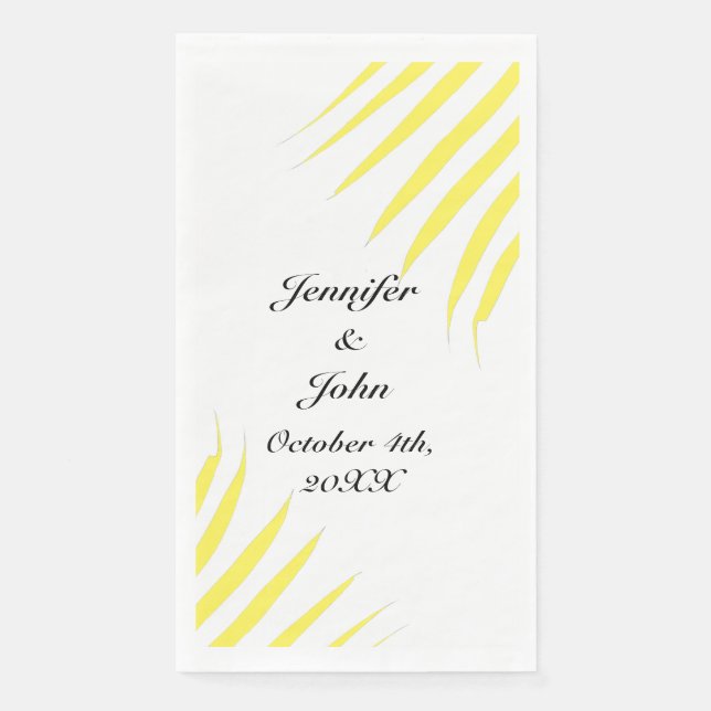 Palm Tree Foliage Lemon Yellow Leaves Weddings Paper Guest Towels (Front)