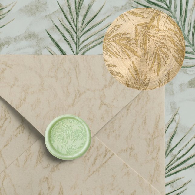 Palm Tree Frond Wax Seal Stamp (Pastel Green Palm Leaf Wax Seal )