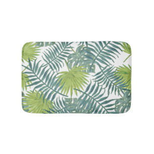 Palm Tree Fronds Painting Hawaiian Bathroom Mat