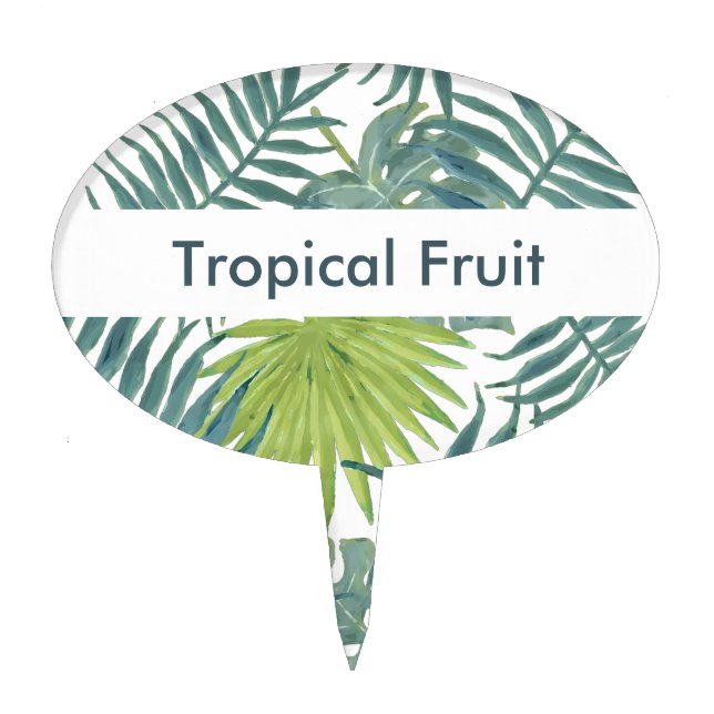 Palm Tree Fronds Painting Hawaiian Cake Topper (Front)