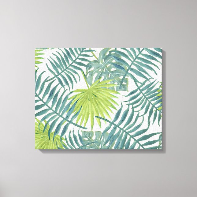 Palm Tree Fronds Painting Hawaiian Canvas Print (Front)