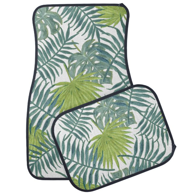 Palm Tree Fronds Painting Hawaiian Car Mat (Set)