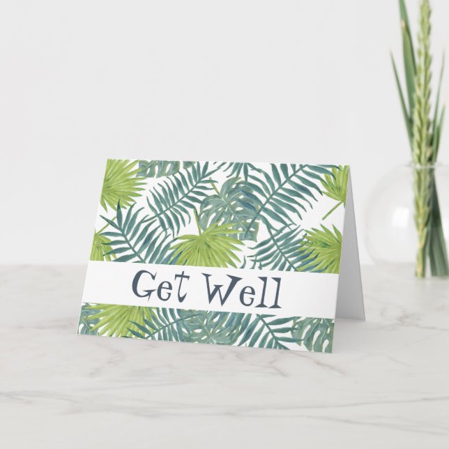 Palm Tree Fronds Painting Hawaiian Card (Front)