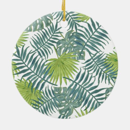 Palm Tree Fronds Painting Hawaiian Ceramic Ornament