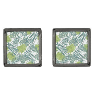 Palm Tree Fronds Painting Hawaiian Cufflinks