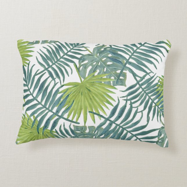 Palm Tree Fronds Painting Hawaiian Decorative Pillow (Back)