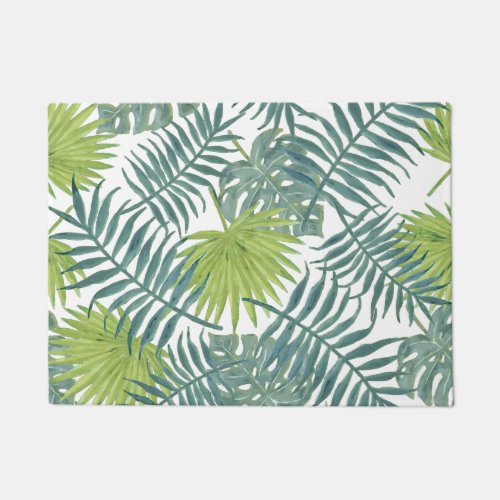 Palm Tree Fronds Painting Hawaiian Doormat