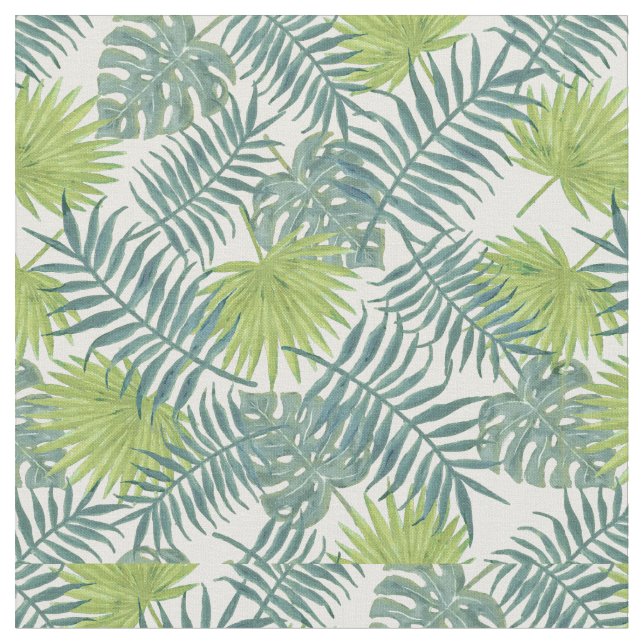 Palm Tree Fronds Painting Hawaiian Fabric (Close Up)