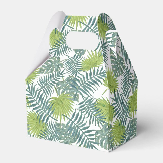 Palm Tree Fronds Painting Hawaiian Favor Boxes (Front Side)