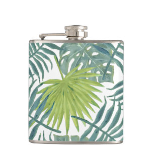 Palm Tree Fronds Painting Hawaiian Flask