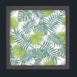 Palm Tree Fronds Painting Hawaiian Gift Box<br><div class="desc">Palm tree branches - Blue and Green Pattern - A classic palm tree palm frond illustration.

Greeting Cards are Completely customizable - change the greeting to happy holidays,  merry Christmas,  and then create your own greeting inside.</div>