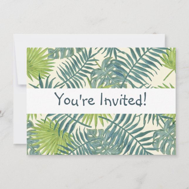Palm Tree Fronds Painting Hawaiian Invitation (Front)