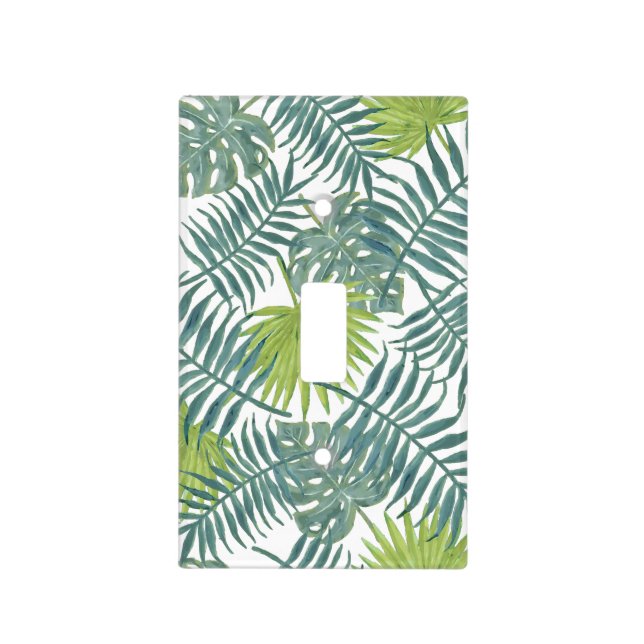 Palm Tree Fronds Painting Hawaiian Light Switch Cover (Front)