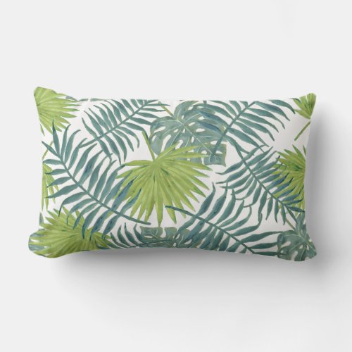 Palm Tree Fronds Painting Hawaiian Lumbar Pillow