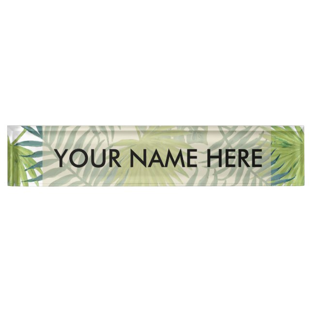 Palm Tree Fronds Painting Hawaiian Name Plate (Front)