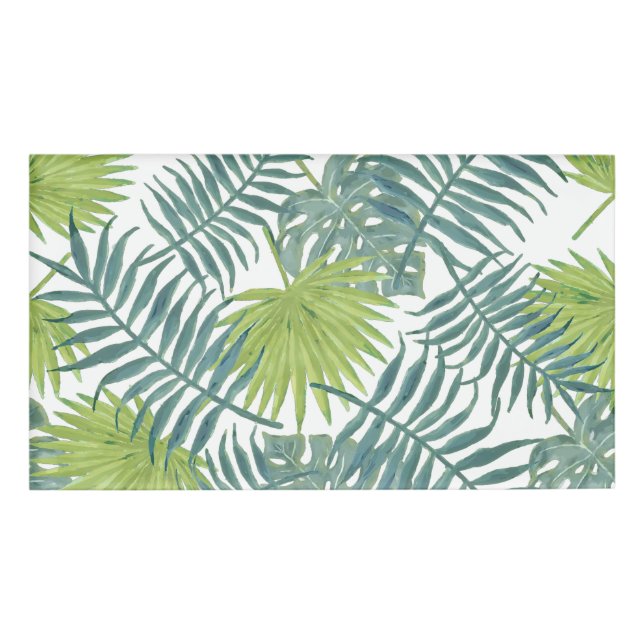 Palm Tree Fronds Painting Hawaiian Name Tag (Front)