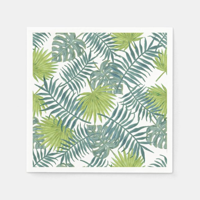 Palm Tree Fronds Painting Hawaiian Paper Napkins (Front)