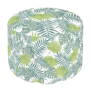 Palm Tree Fronds Painting Hawaiian Pouf