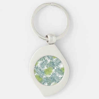 Palm Tree Fronds Painting Hawaiian Print Keychain by doodlefly at Zazzle