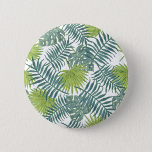 Palm Tree Fronds Painting Hawaiian Print Pinback Button