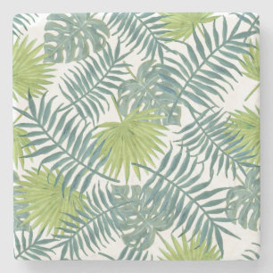 Palm Tree Fronds Painting Hawaiian Stone Coaster