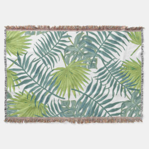 Palm Tree Fronds Painting Hawaiian Throw Blanket