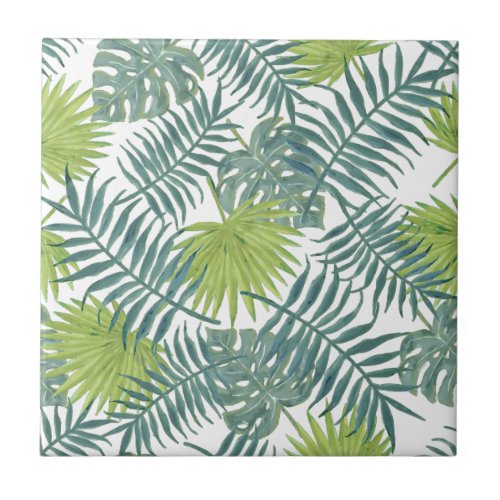 Palm Tree Fronds Painting Hawaiian Tile