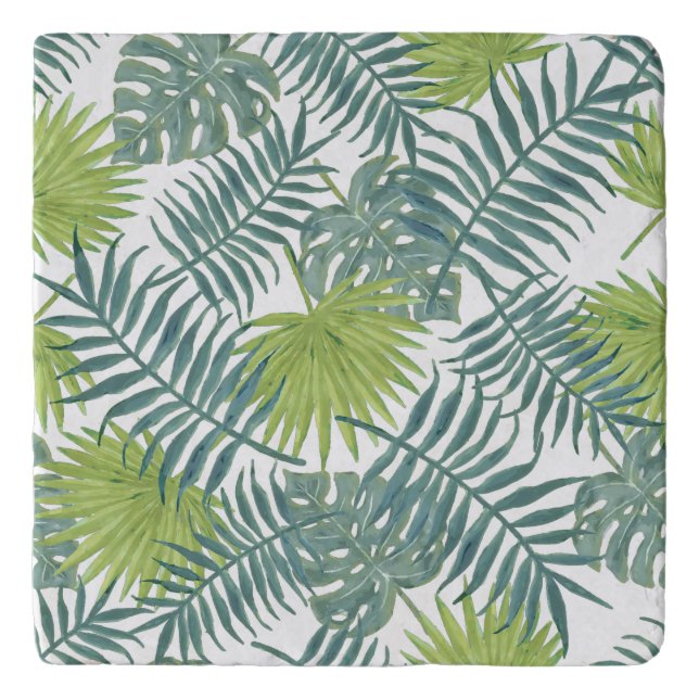 Palm Tree Fronds Painting Hawaiian Trivet (Front)