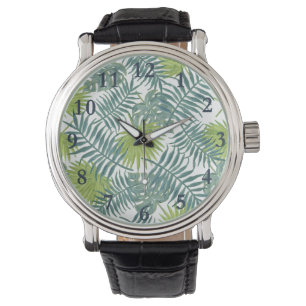 Palm Tree Fronds Painting Hawaiian Watch