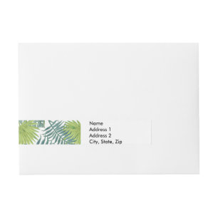 Palm Tree Fronds Painting Hawaiian Wrap Around Address Label