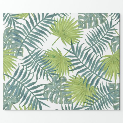 Palm Tree Fronds Painting Hawaiian Wrapping Paper