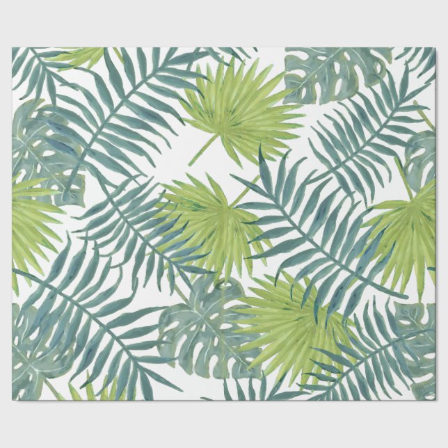 Palm Tree Fronds Painting Hawaiian Wrapping Paper (Seam)