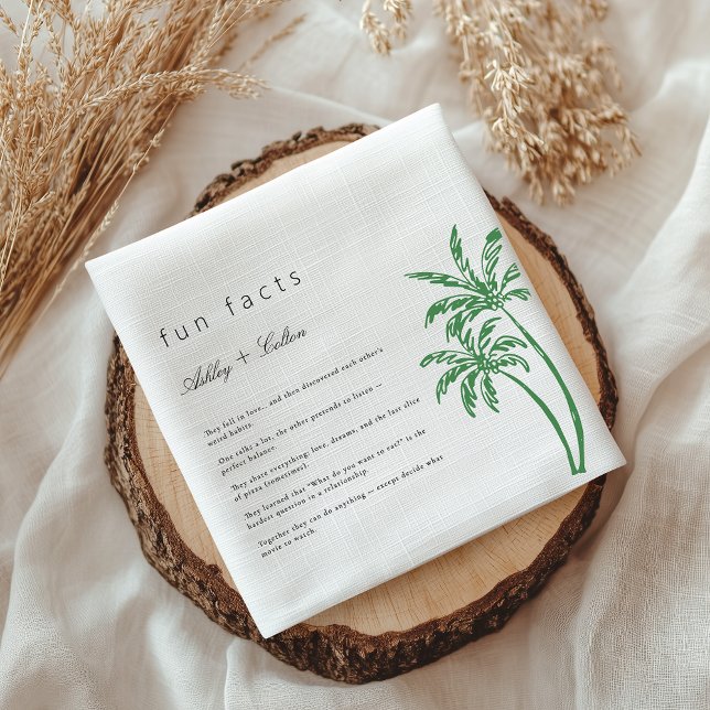 Palm Tree Fun Facts About The Newlyweds Wedding  Napkins (Creator Uploaded)