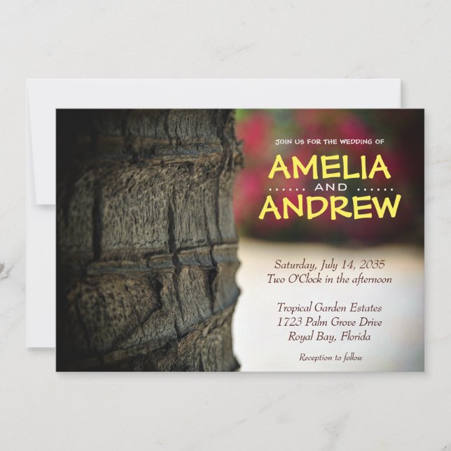 Palm Tree Garden Tropical Wedding Invitation (Front)