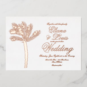 Palm Tree Gold Summer Wedding Pressed Foil Invitation