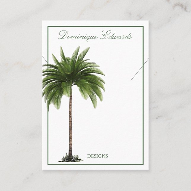 Palm Tree Green Necklace Display Business Card (Front)