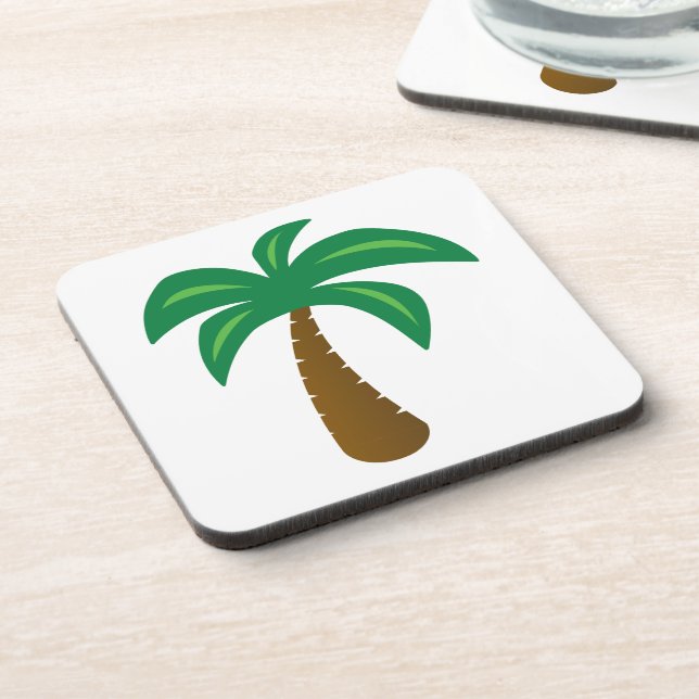 Palm Tree - Hard Plastic coasters with cork back - (Left Side)