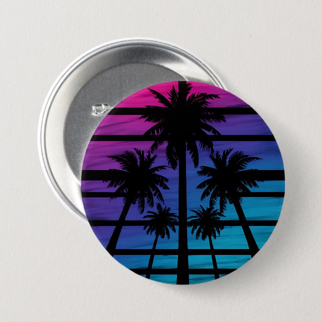 Palm Tree Hawaiian Beach Summer Vacation Button (Front & Back)