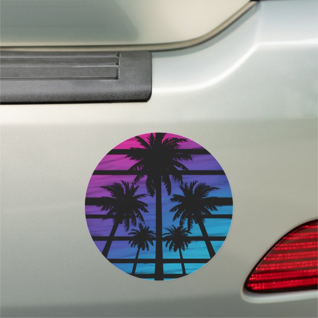 Palm Tree Hawaiian Beach Summer Vacation Car Magnet (In Situ)