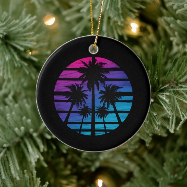 Palm Tree Hawaiian Beach Summer Vacation Ceramic Ornament (Tree)