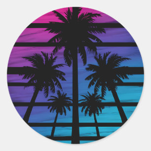 Palm Tree Hawaiian Beach Summer Vacation Classic Round Sticker