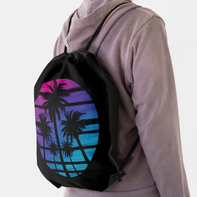 Palm Tree Hawaiian Beach Summer Vacation Drawstring Bag (Insitu)