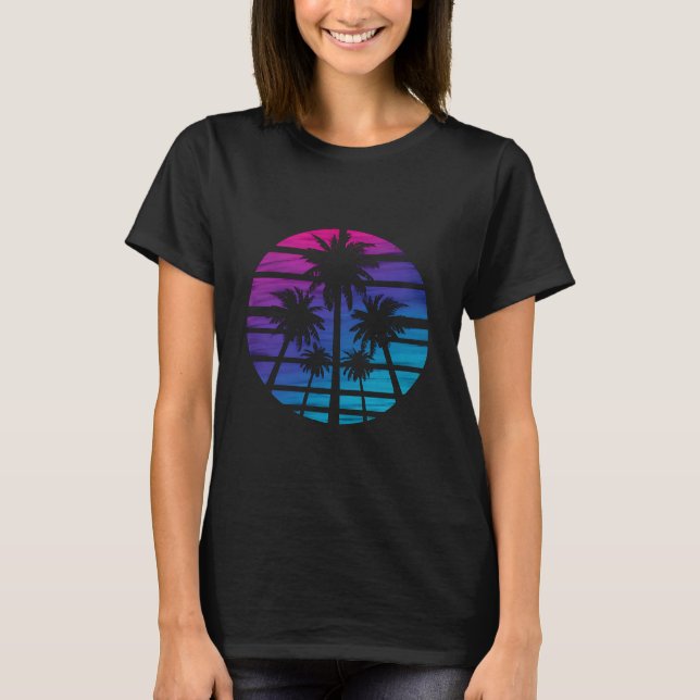 Palm Tree Hawaiian Beach Summer Vacation T-Shirt (Front)