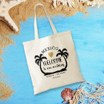 Palm Tree Heart Mexico Destination Wedding Welcome Tote Bag<br><div class="desc">Mexico destination wedding welcome bags for guests  personalized with  couple names, wedding date and location. Palm trees illustration frames the details of the beach wedding .</div>