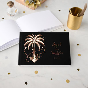 Palm Tree Hearts Wedding Foil Guest Book