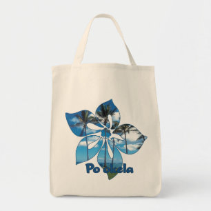 "Palm Tree Hibiscus" Grocery Tote