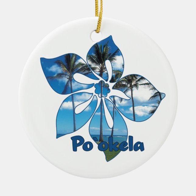 Palm Tree Hibiscus Hawaiian Ornaments (Front)