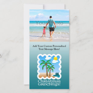 Palm Tree Holiday Lights Beach Christmas Card