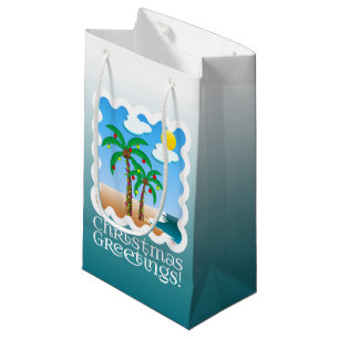 Palm Tree Holiday Lights Beach Christmas Small Gift Bag